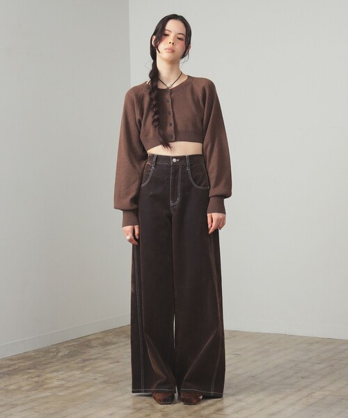 Ray BEAMS(レイビームス)の「フロッキー デニム ワイド パンツ(その他パンツ・レディース・シルバー/ダークブラウン・0/1)」の10枚目の写真