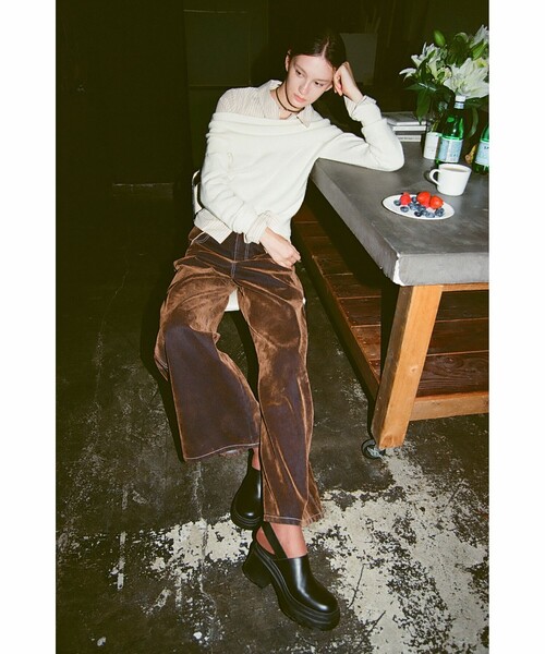 Ray BEAMS(レイビームス)の「フロッキー デニム ワイド パンツ(その他パンツ・レディース・シルバー/ダークブラウン・0/1)」の8枚目の写真