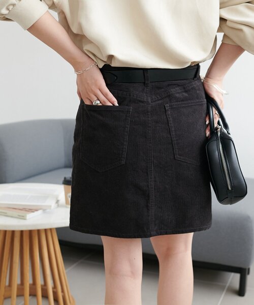 DISCOAT（ディスコート）の「コーデュロイミニスカート（スカート・レディース・ブラウン/チャコールグレー・FREE）」の10枚目の写真