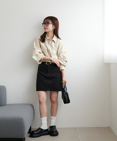 DISCOAT（ディスコート）の「コーデュロイミニスカート（スカート・レディース・ブラウン/チャコールグレー・FREE）」の22枚目の写真