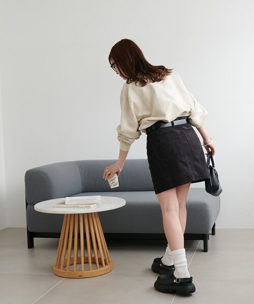 DISCOAT（ディスコート）の「コーデュロイミニスカート（スカート・レディース・ブラウン/チャコールグレー・FREE）」の8枚目の写真
