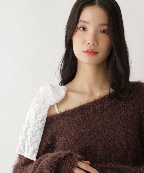 Heather（ヘザー）の「ドロストシャギーニット　590716（ニット/セーター・レディース・ホワイト/グレー/ピンク/ブラウン・FREE）」の16枚目の写真