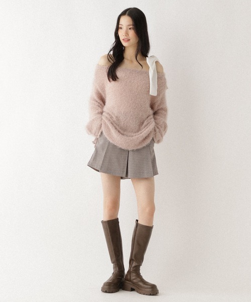 Heather（ヘザー）の「ドロストシャギーニット　590716（ニット/セーター・レディース・ホワイト/グレー/ピンク/ブラウン・FREE）」の15枚目の写真