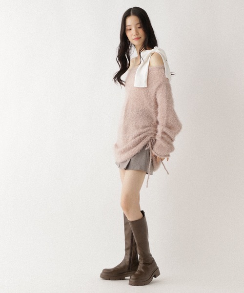 Heather（ヘザー）の「ドロストシャギーニット　590716（ニット/セーター・レディース・ホワイト/グレー/ピンク/ブラウン・FREE）」の21枚目の写真