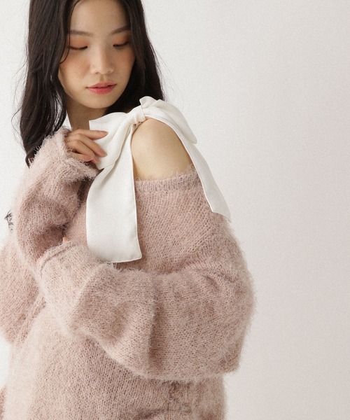 Heather（ヘザー）の「ドロストシャギーニット　590716（ニット/セーター・レディース・ホワイト/グレー/ピンク/ブラウン・FREE）」の19枚目の写真