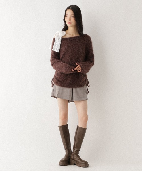 Heather（ヘザー）の「ドロストシャギーニット　590716（ニット/セーター・レディース・ホワイト/グレー/ピンク/ブラウン・FREE）」の11枚目の写真