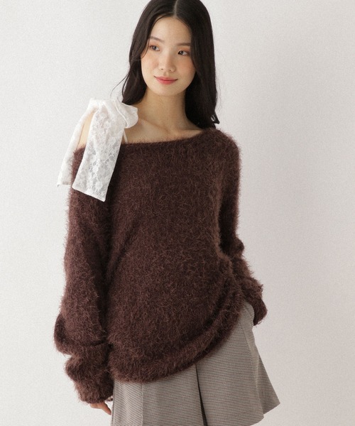 Heather（ヘザー）の「ドロストシャギーニット　590716（ニット/セーター・レディース・ホワイト/グレー/ピンク/ブラウン・FREE）」の18枚目の写真