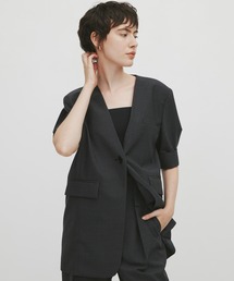 THE TOKYO（ザトウキョウ）の「【THE TOKYO/ザトウキョウ】Half Sleeve Collarless Jacket/ハーフスリーブカラーレスジャケット（テーラードジャケット）」