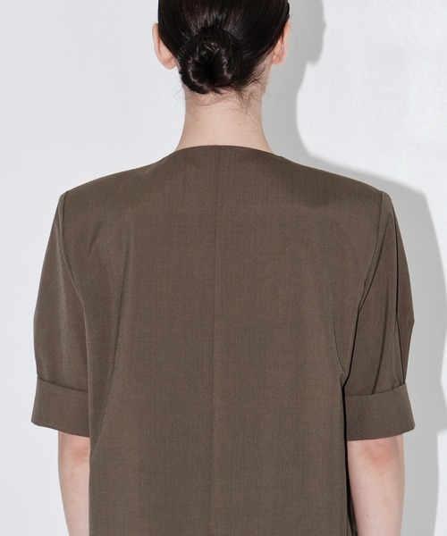 THE TOKYO(ザトウキョウ)の「【THE TOKYO/ザトウキョウ】Half Sleeve Collarless Jacket/ハーフスリーブカラーレスジャケット/SET UP(セットアップ)(テーラードジャケット・レディース・ブラウン/チャコールグレー・FREE)」の16枚目の写真