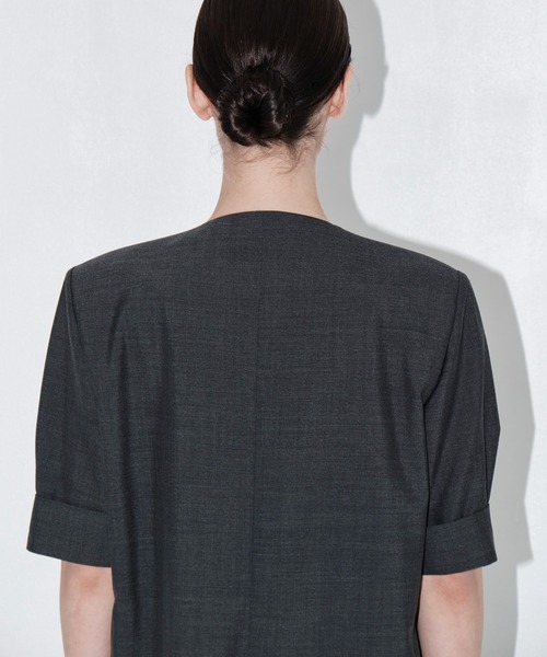 THE TOKYO(ザトウキョウ)の「【THE TOKYO/ザトウキョウ】Half Sleeve Collarless Jacket/ハーフスリーブカラーレスジャケット/SET UP(セットアップ)(テーラードジャケット・レディース・ブラウン/チャコールグレー・FREE)」の8枚目の写真