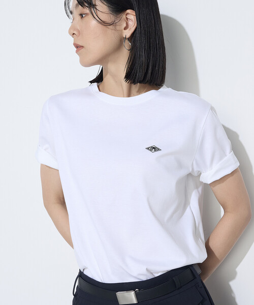 COMME CA（コムサ）の「スーピマコットンポンチ ワッペンTシャツ（Tシャツ/カットソー・レディース・ホワイト/ネイビー/トップグレー・11号/9号）」の2枚目の写真