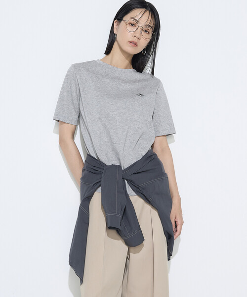 COMME CA（コムサ）の「スーピマコットンポンチ ワッペンTシャツ（Tシャツ/カットソー・レディース・ホワイト/ネイビー/トップグレー・11号/9号）」の3枚目の写真