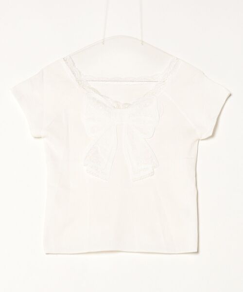 gossip!ロサンゼルス(ゴシップロサンゼルス)の「Y2K レースボウ ニットトップス(Tシャツ/カットソー・レディース・ベージュ/ピンク/ホワイト・FREE)」の12枚目の写真