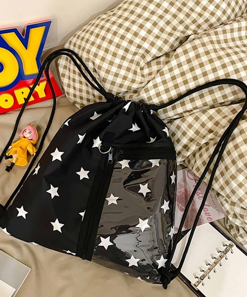 セール】FReePLACe/クリアポケット ドット柄 ナップサック