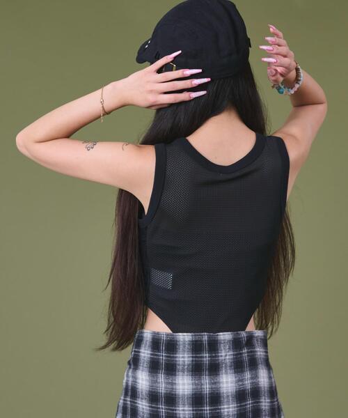 dispark（ディスパーク）の「DISPARK/サイドレースロゴボディスーツTOP（Tシャツ/カットソー・レディース・ブラック/グレー・FREE）」の5枚目の写真