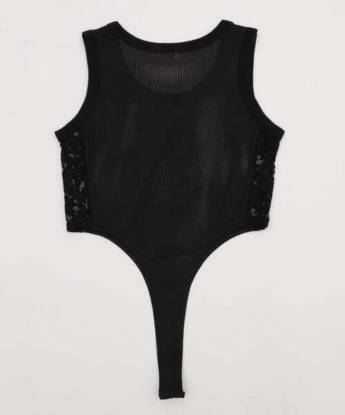 dispark（ディスパーク）の「DISPARK/サイドレースロゴボディスーツTOP（Tシャツ/カットソー・レディース・ブラック/グレー・FREE）」の8枚目の写真