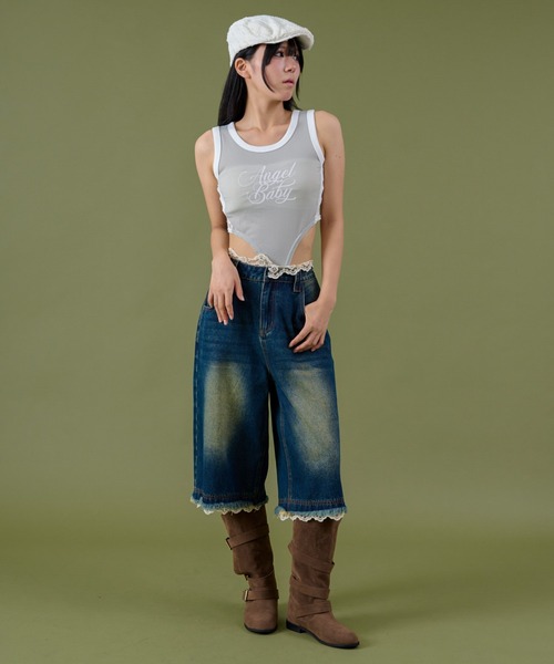 dispark（ディスパーク）の「DISPARK/サイドレースロゴボディスーツTOP（Tシャツ/カットソー・レディース・ブラック/グレー・FREE）」の13枚目の写真