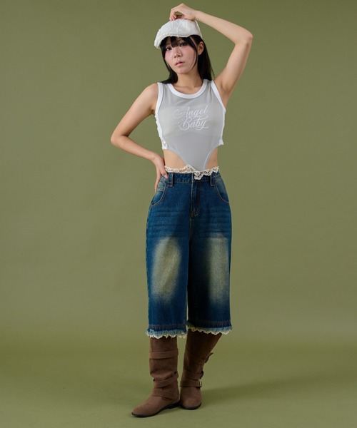 dispark（ディスパーク）の「DISPARK/サイドレースロゴボディスーツTOP（Tシャツ/カットソー・レディース・ブラック/グレー・FREE）」の16枚目の写真