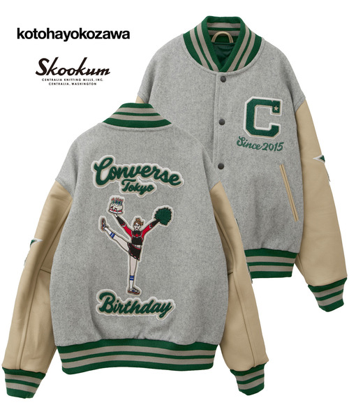 kotohayokozawa(コトハヨコザワ)の「【kotohayokozawa】【SKOOKUM】STADIUM JUMPER(スタジャン・レディース・杢グレー/ネイビー・FREE)」の11枚目の写真