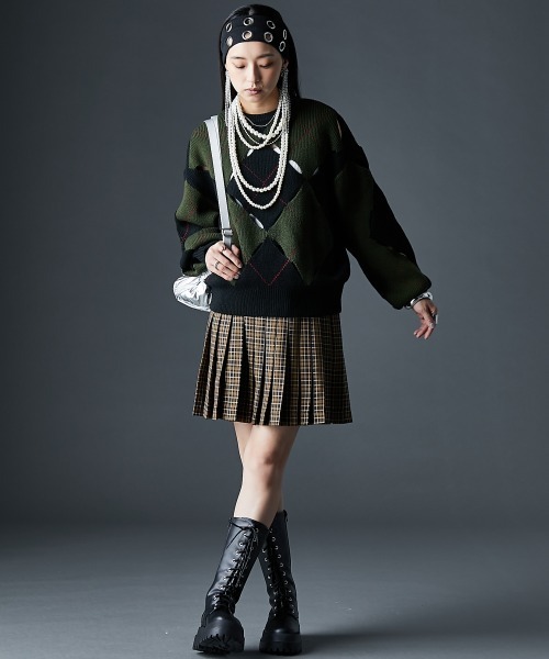 GEVS.(ジェイヴィス)の「オープンワークアーガイルニット<大きいサイズ有>GEVS.(ニット/セーター・レディース・アイボリー系/グレー系/カーキ系・M/L/LL/3L/4L/5L)」の14枚目の写真