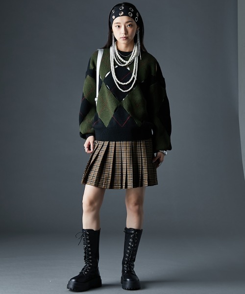 GEVS.(ジェイヴィス)の「オープンワークアーガイルニット<大きいサイズ有>GEVS.(ニット/セーター・レディース・アイボリー系/グレー系/カーキ系・M/L/LL/3L/4L/5L)」の17枚目の写真