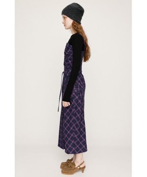 SLY（スライ）の「FRONT HOOK CHECK CAMI OP フロントホック チェック キャミワンピース 秋服（ワンピース・レディース・ブラック系その他2/ピンク系その他・FREE）」の6枚目の写真