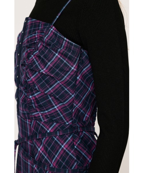 SLY（スライ）の「FRONT HOOK CHECK CAMI OP フロントホック チェック キャミワンピース 秋服（ワンピース・レディース・ブラック系その他2/ピンク系その他・FREE）」の10枚目の写真