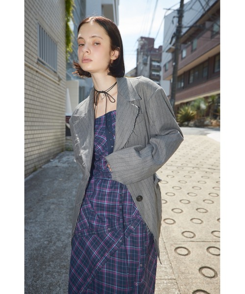 SLY（スライ）の「FRONT HOOK CHECK CAMI OP フロントホック チェック キャミワンピース 秋服（ワンピース・レディース・ブラック系その他2/ピンク系その他・FREE）」の12枚目の写真