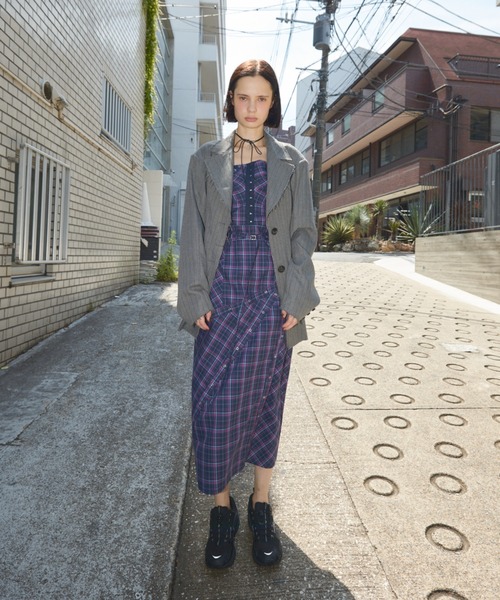 SLY（スライ）の「FRONT HOOK CHECK CAMI OP フロントホック チェック キャミワンピース 秋服（ワンピース・レディース・ブラック系その他2/ピンク系その他・FREE）」の14枚目の写真