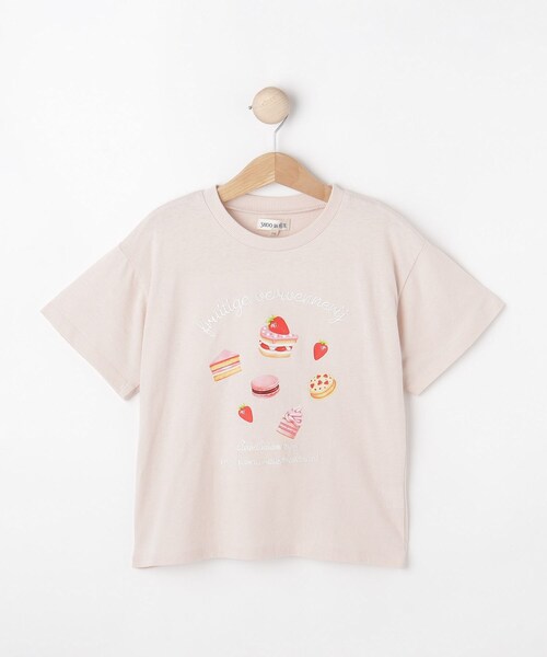 SHOO・LA・RUE（シューラルー）の「【100-150cm】刺繍ロゴ転写プリントGIRLSTシャツ（Tシャツ/カットソー・キッズ・ピンク/チャコールグレー/オフホワイト/パープル・10/15 /14/13/12/11）」の4枚目の写真