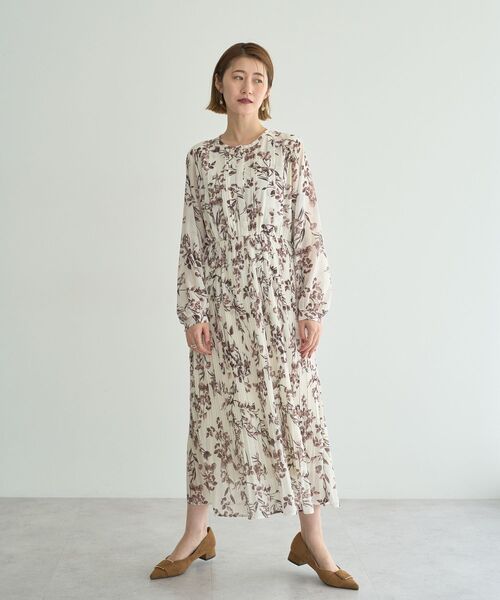 セール】ヴィンテージフラワー柄プリーツワンピース（ワンピース