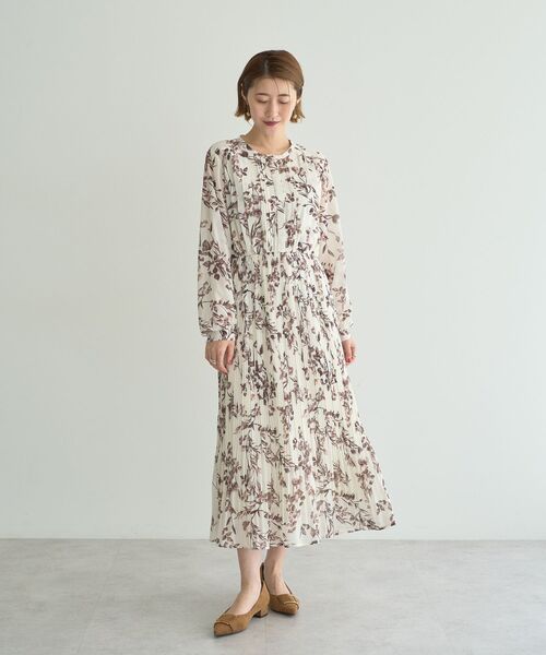 セール】ヴィンテージフラワー柄プリーツワンピース（ワンピース