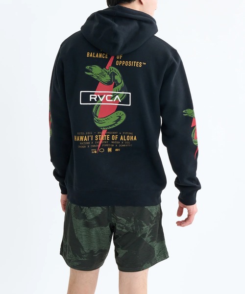 RVCA(ルーカ)の「RVCA メンズ SHOCK SQUAD HOODIE パーカー 【2025年秋冬モデル】/ルーカバックグラフィックプリントパーカー・フーディー(パーカー・メンズ・ブラック・LARGE/X-LARGE/SMALL/MEDIUM)」の1枚目の写真