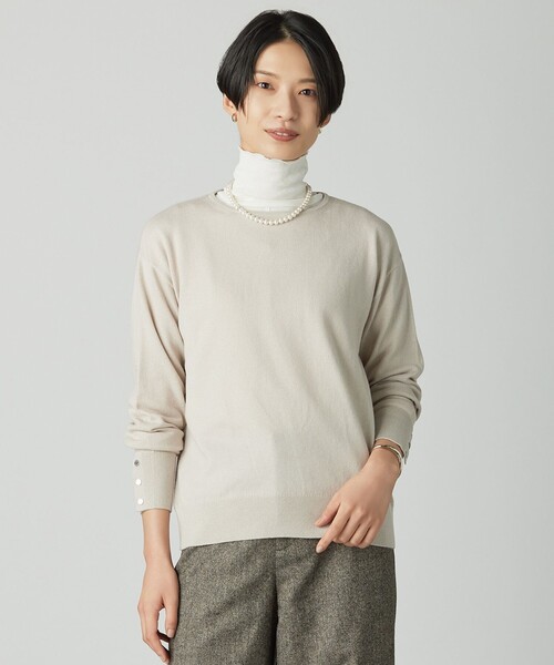 J.PRESS Ladies(J.プレス レディス)の「Cotton Wool ボートネック ニット(ニット/セーター・レディース・オレンジ系/ワイン系/パイングリーン系/ベージュ系・SMALL)」の2枚目の写真