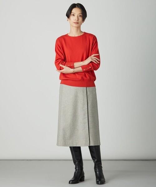 J.PRESS Ladies(J.プレス レディス)の「Cotton Wool ボートネック ニット(ニット/セーター・レディース・オレンジ系/ワイン系/パイングリーン系/ベージュ系・SMALL)」の7枚目の写真