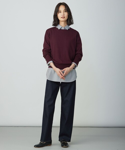 J.PRESS Ladies(J.プレス レディス)の「Cotton Wool ボートネック ニット(ニット/セーター・レディース・オレンジ系/ワイン系/パイングリーン系/ベージュ系・SMALL)」の9枚目の写真
