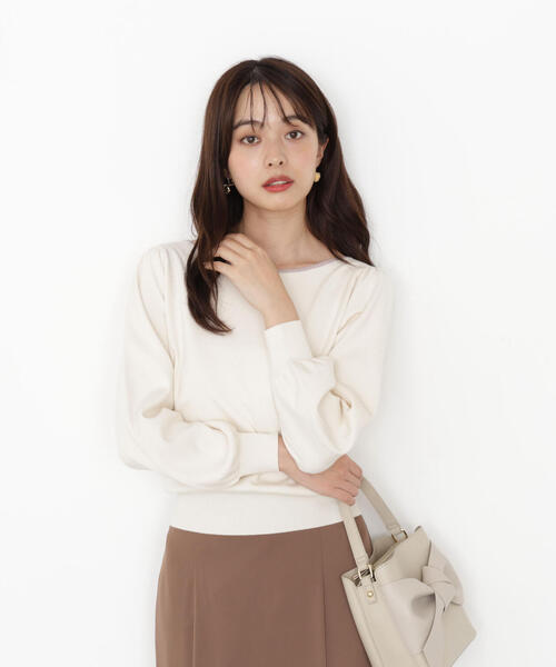PROPORTION BODY DRESSING(プロポーションボディドレッシング)の「<ハンドウォッシャブル>前後2WAYパールニット / 1215270901(ニット/セーター・レディース・ブラック/ブラウン/オフホワイト・SMALL/MEDIUM)」の2枚目の写真