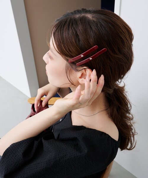 Kastane（カスタネ）の「【新色追加/fiw.】ロングロゴピンセット（ヘアピン・レディース・ブラウン/バーガンディー/ブラック・FREE）」の15枚目の写真