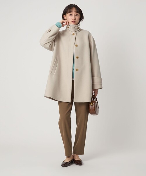 green label relaxing（グリーンレーベルリラクシング）の「［size SHORT/TALLあり］SENTDALE WOOL ミドル コート（ステンカラーコート・レディース・ナチュラル/ブラウン/ダークグレー・38/36/SHORT/TALL）」の8枚目の写真