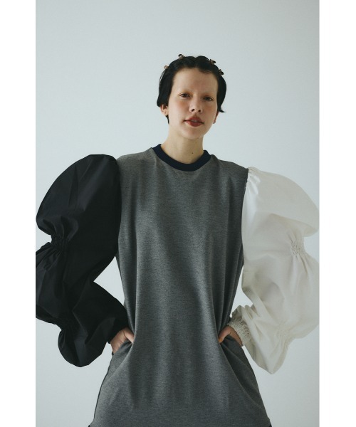 HeRIN.CYE(ヘリンドットサイ)の「Shirring balloon sleeves dress シャーリングバルーンスリーブドレス(ワンピース・レディース・イエロー系その他/ブラック/グレー系その他・FREE)」の11枚目の写真