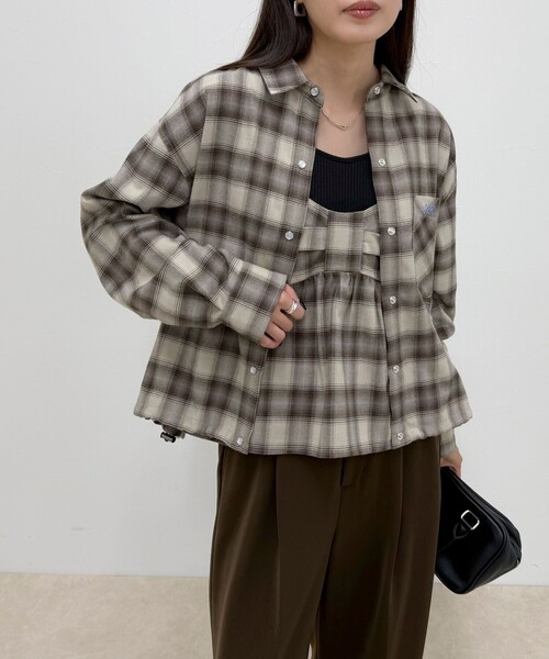fredy emue(フレディエミュ)の「オンブレーチェックシャツブルゾン(シャツ/ブラウス・レディース・イエロー系その他/ブラウン系その他・38)」の1枚目の写真
