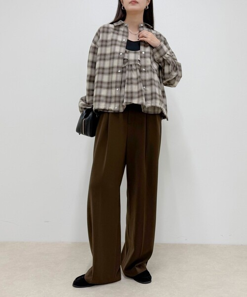 fredy emue(フレディエミュ)の「オンブレーチェックシャツブルゾン(シャツ/ブラウス・レディース・イエロー系その他/ブラウン系その他・38)」の9枚目の写真