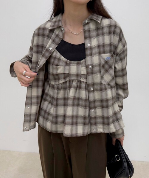 fredy emue(フレディエミュ)の「オンブレーチェックシャツブルゾン(シャツ/ブラウス・レディース・イエロー系その他/ブラウン系その他・38)」の11枚目の写真