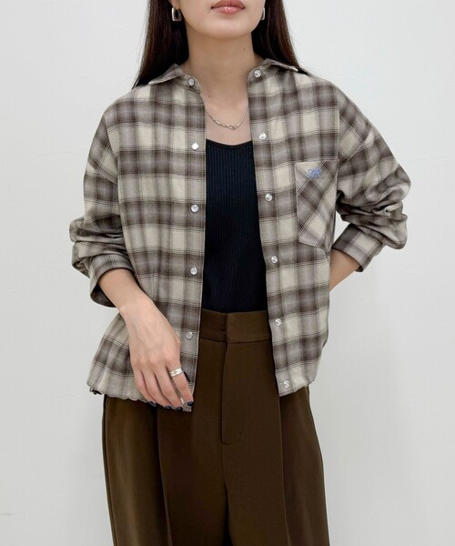 fredy emue(フレディエミュ)の「オンブレーチェックシャツブルゾン(シャツ/ブラウス・レディース・イエロー系その他/ブラウン系その他・38)」の14枚目の写真