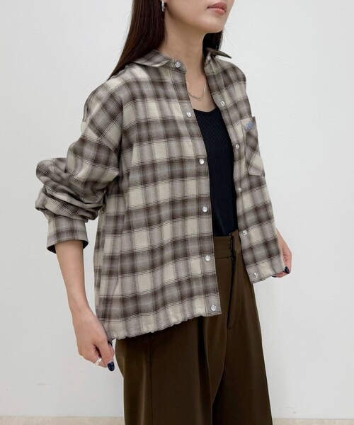 fredy emue(フレディエミュ)の「オンブレーチェックシャツブルゾン(シャツ/ブラウス・レディース・イエロー系その他/ブラウン系その他・38)」の15枚目の写真