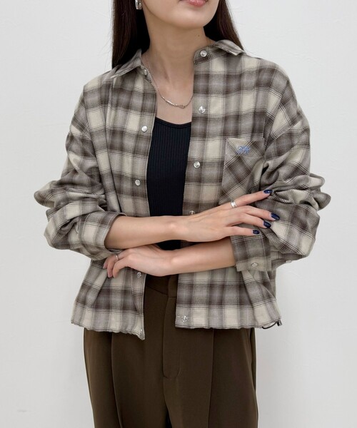fredy emue(フレディエミュ)の「オンブレーチェックシャツブルゾン(シャツ/ブラウス・レディース・イエロー系その他/ブラウン系その他・38)」の16枚目の写真