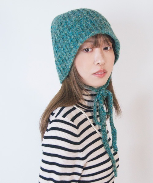 polcadot(ポルカドット)の「STRAP KNIT HAT/ストラップニットハット(ニットキャップ/ビーニー・レディース・アイボリー/ピンク/グレー/グリーン・FREE)」の4枚目の写真