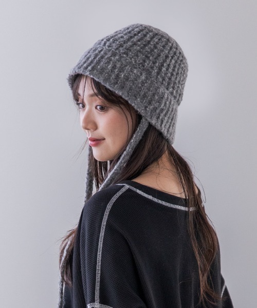 polcadot(ポルカドット)の「STRAP KNIT HAT/ストラップニットハット(ニットキャップ/ビーニー・レディース・アイボリー/ピンク/グレー/グリーン・FREE)」の19枚目の写真