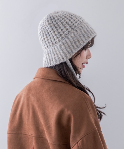 polcadot(ポルカドット)の「STRAP KNIT HAT/ストラップニットハット(ニットキャップ/ビーニー・レディース・アイボリー/ピンク/グレー/グリーン・FREE)」の16枚目の写真