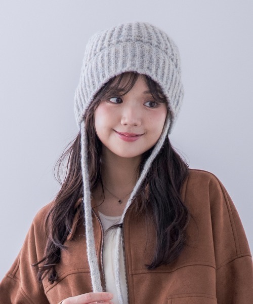 polcadot(ポルカドット)の「STRAP KNIT HAT/ストラップニットハット(ニットキャップ/ビーニー・レディース・アイボリー/ピンク/グレー/グリーン・FREE)」の14枚目の写真